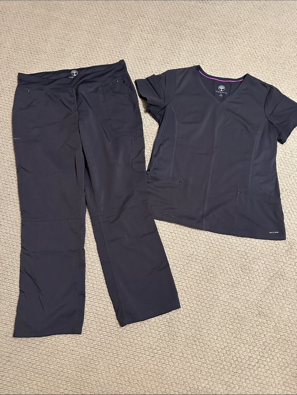 Healing Hands charcoal grey scrub set XL like new